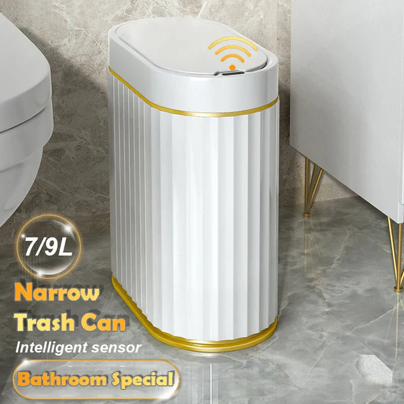 Motion Sensor Slim Stripe Bathroom Waste Can - Luxicro