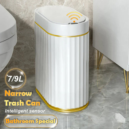 Motion Sensor Slim Stripe Bathroom Waste Can - Luxicro