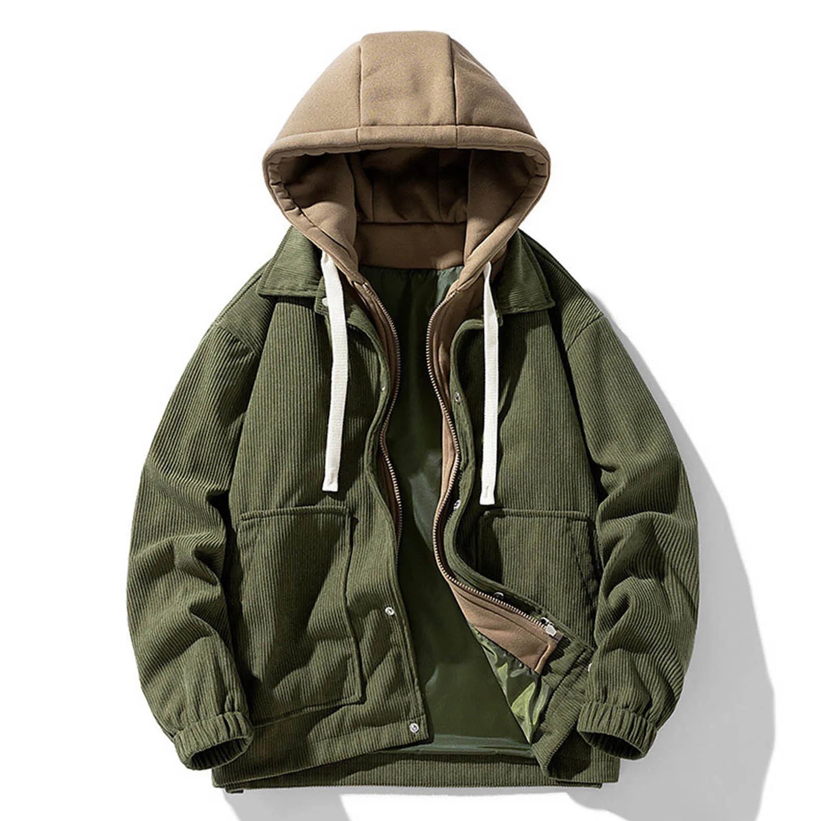 Rustic Corduroy Hooded Jacket - EasyApparels