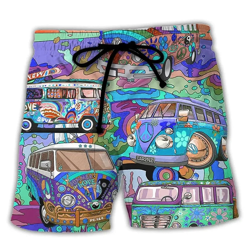 Men's Beach Shorts - Comfort Fit - Fast Dry - Elastic Waist