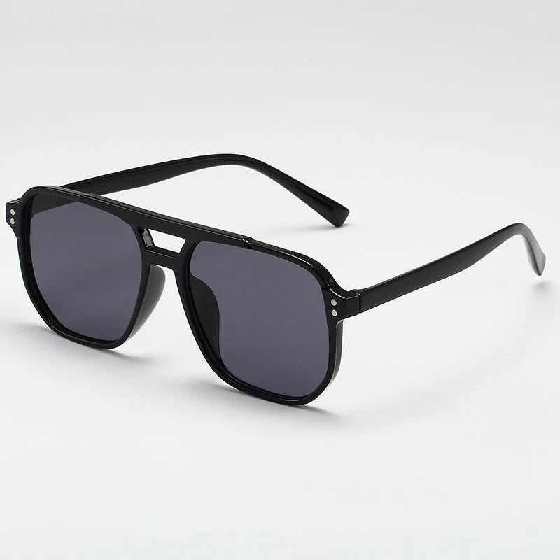 Classic Large Square Sunglasses - Unisex Black UV Protection