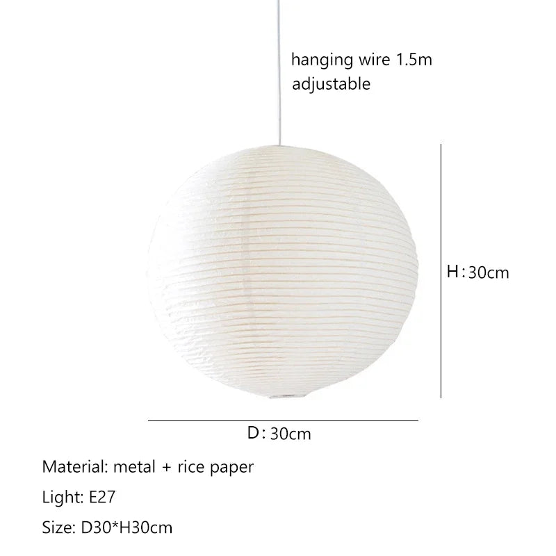 Simple Round Paper Shade LED Pendant Light