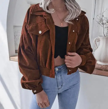 Rugged Corduroy Short Denim Jacket