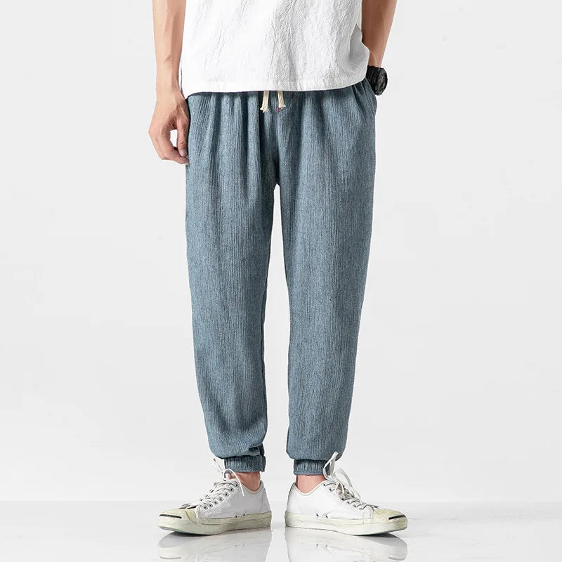 Relaxed Fit Men's Linen Drawstring Pants