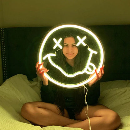 Colorful LED Smiley Face Wall Light USB Powered