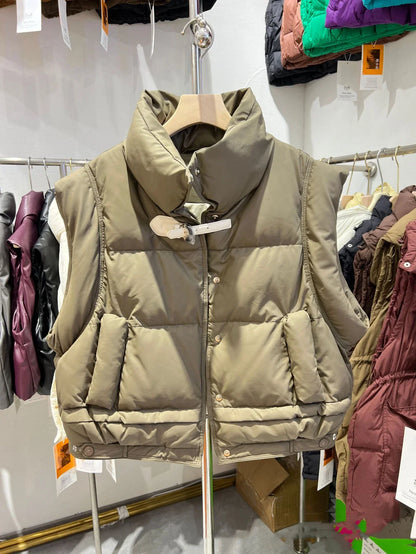 Cozy Women's Puffer Vest - Short Faux Down Winter Jacket