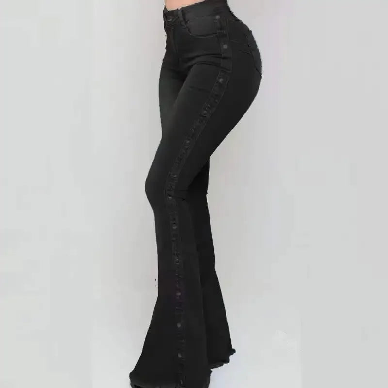 Trendy Women's Flare Leg High Waisted Jeans