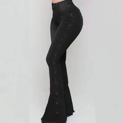 Trendy Women's Flare Leg High Waisted Jeans