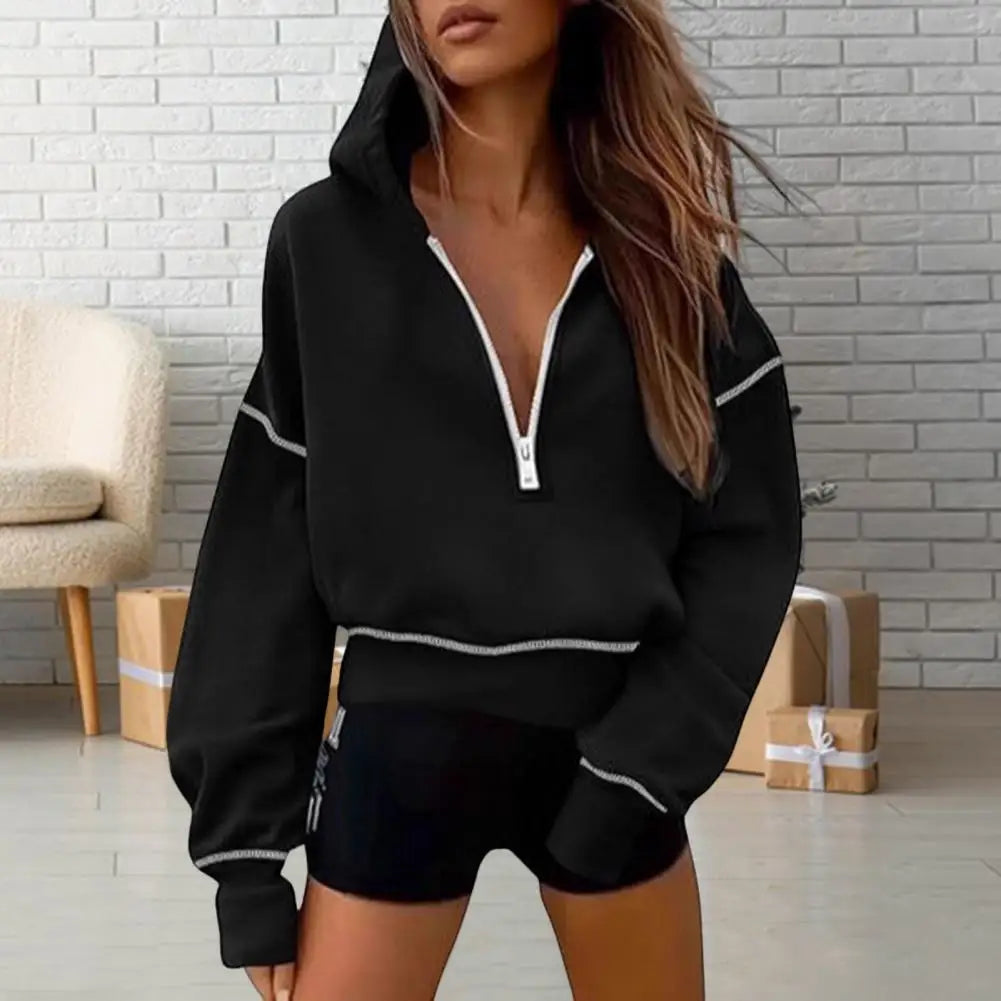 Fashionable Full-Zip Hooded Sweatshirt for Women