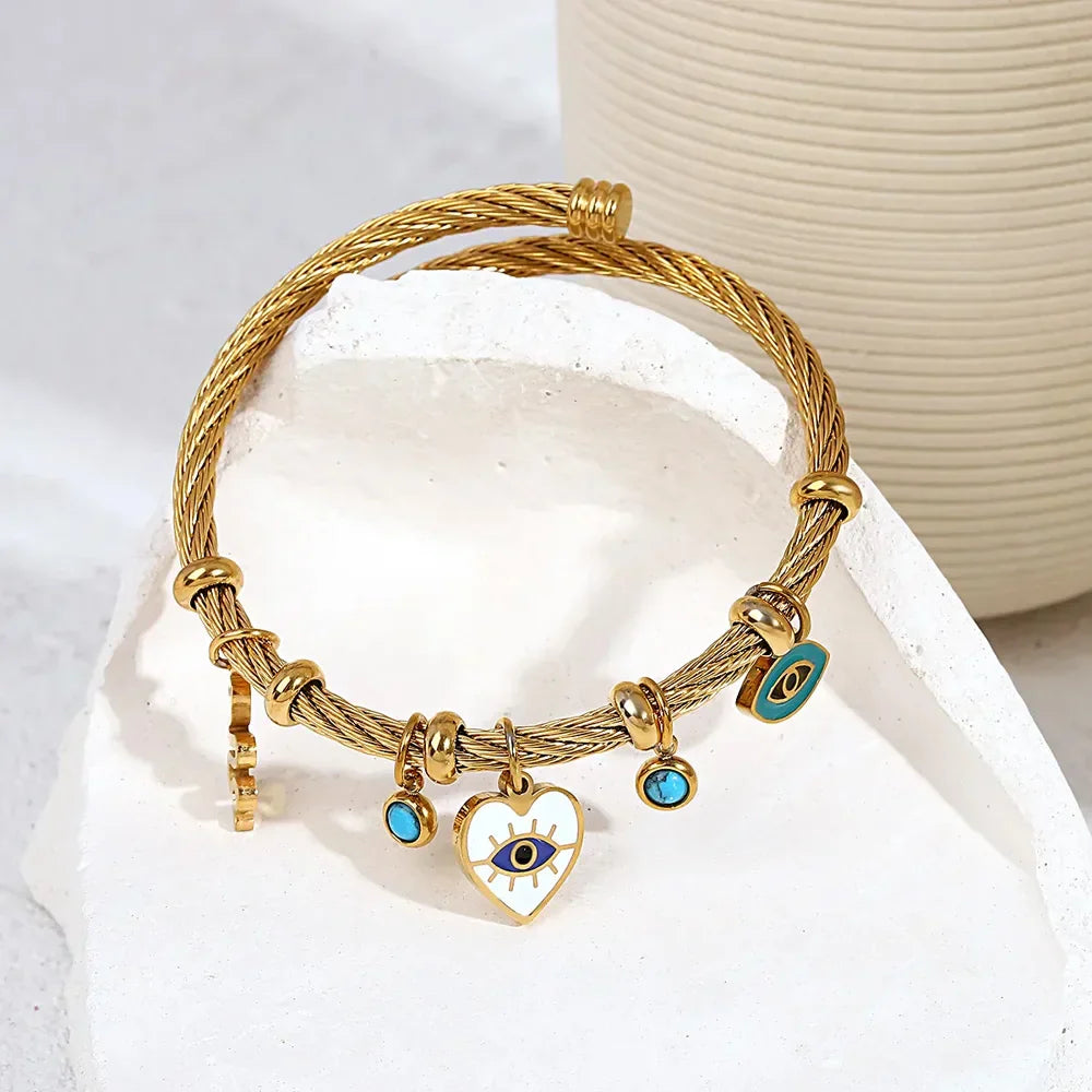 Delicate Twist Charm Cuff Bracelet