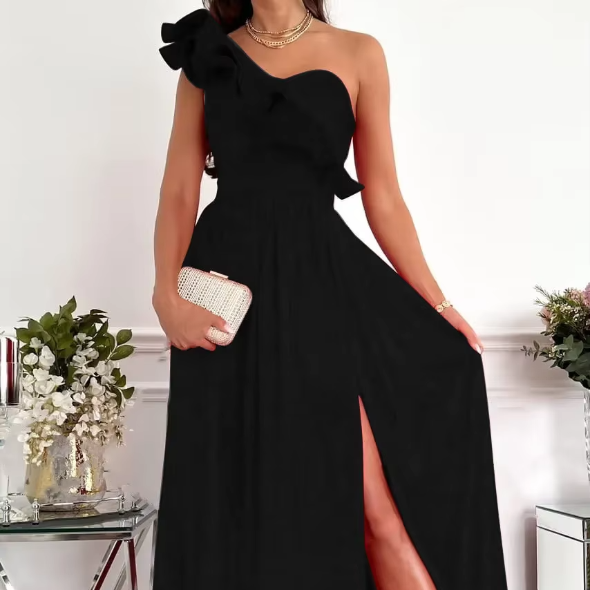 Chic Off Shoulder Maxi Dress with High Side Split