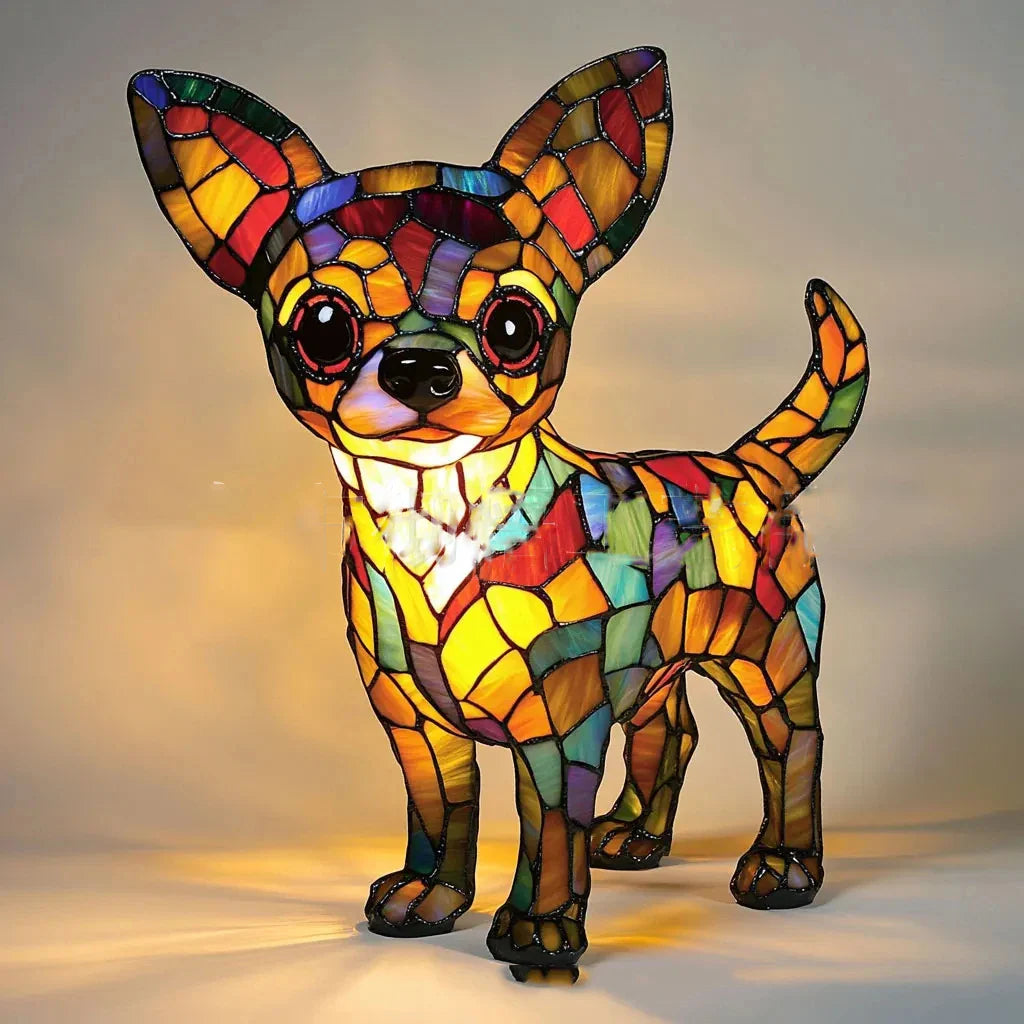 Art Nouveau Stained Glass Cat Table Lamp