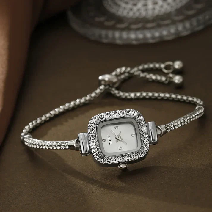 Sparkling Stone Women's Square Watch with Adjustable Strap