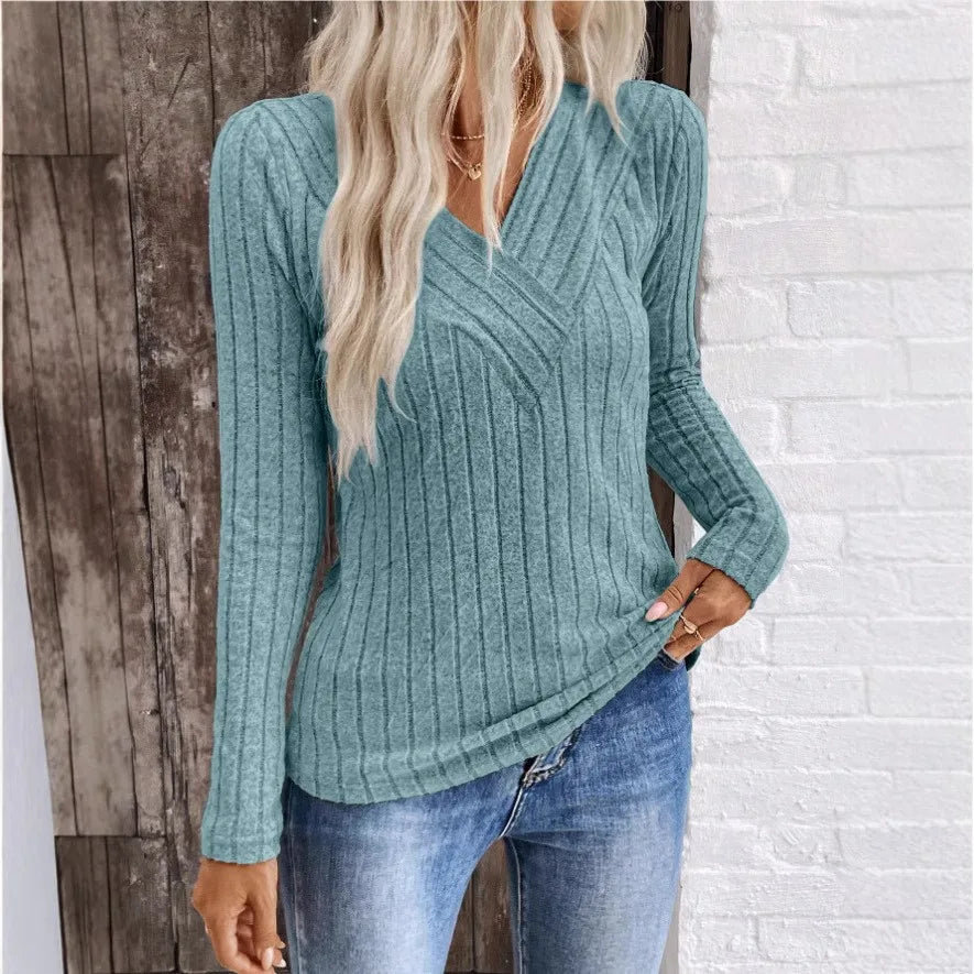 Classic Crew Neck Striped Knit Sweater - Vossary