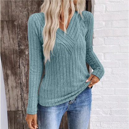 Classic Crew Neck Striped Knit Sweater - Vossary