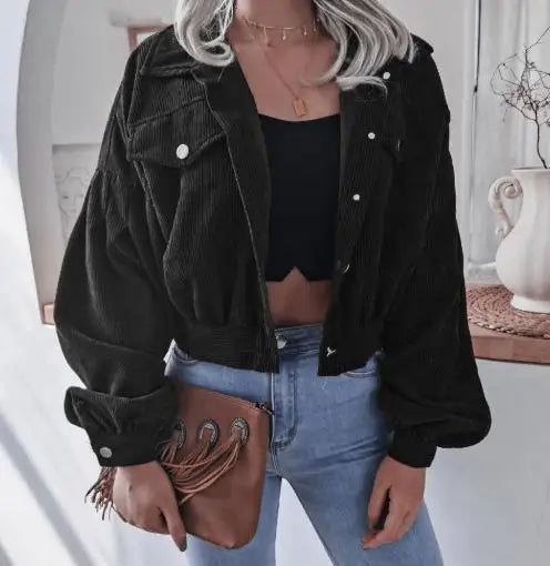Rugged Corduroy Short Denim Jacket