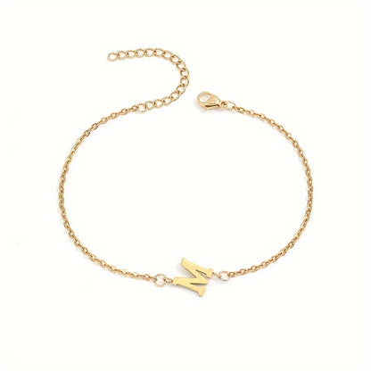 Simple Alphabet Bead Bangle Delicate Chain Necklace