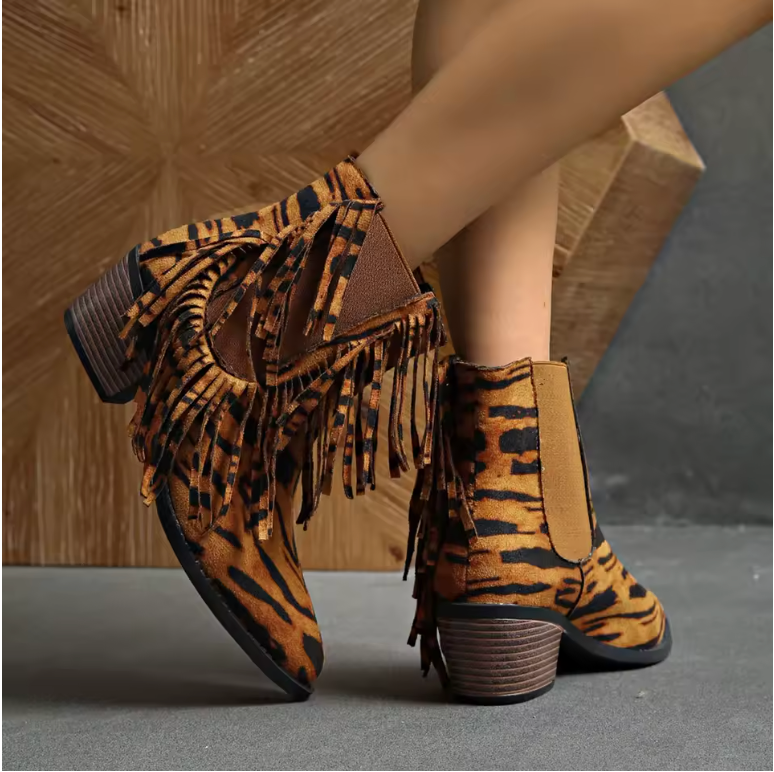 High End Fringed Ankle Boots - Vossary
