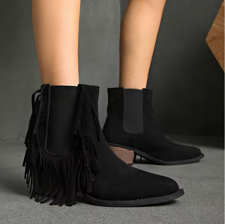 High End Fringed Ankle Boots