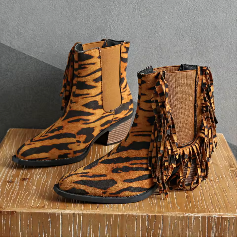 High End Fringed Ankle Boots