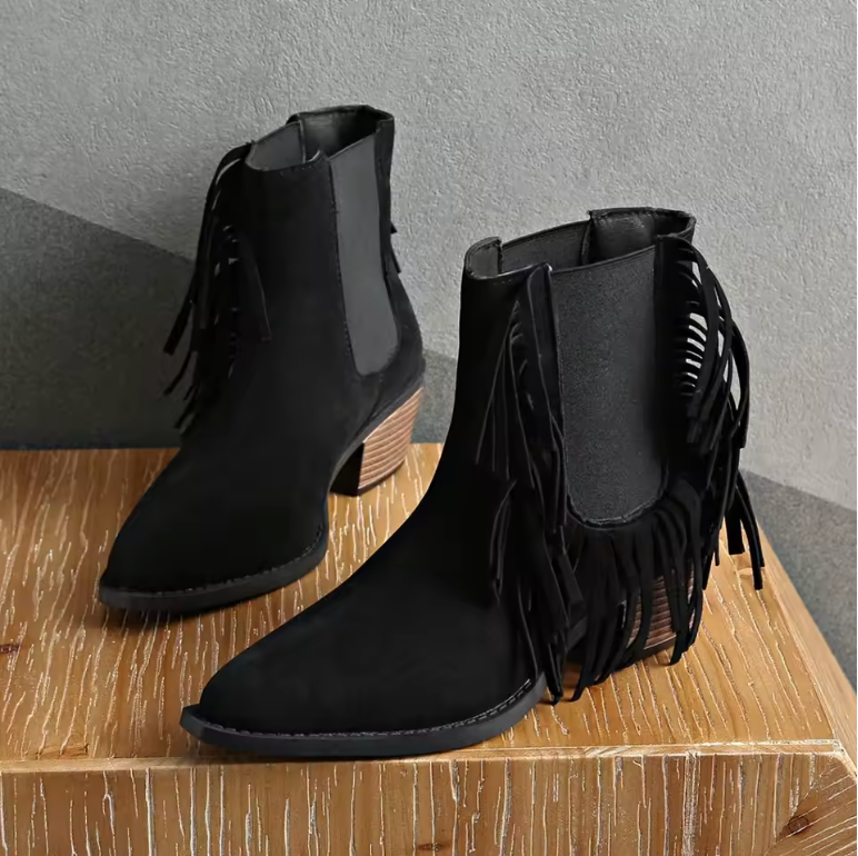 High End Fringed Ankle Boots