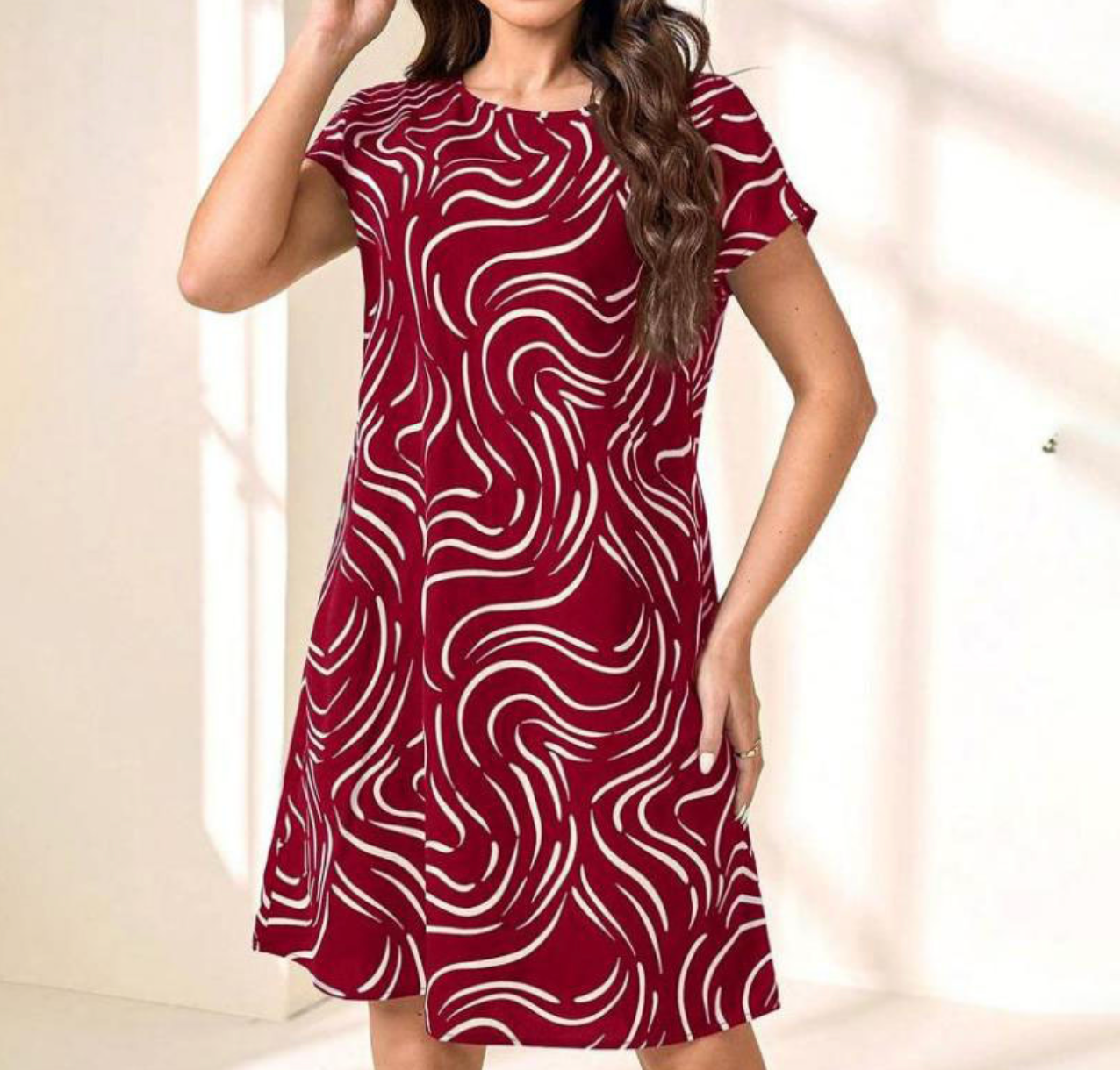 Relaxed Fit Short Sleeve Casual Dress - EasyApparels