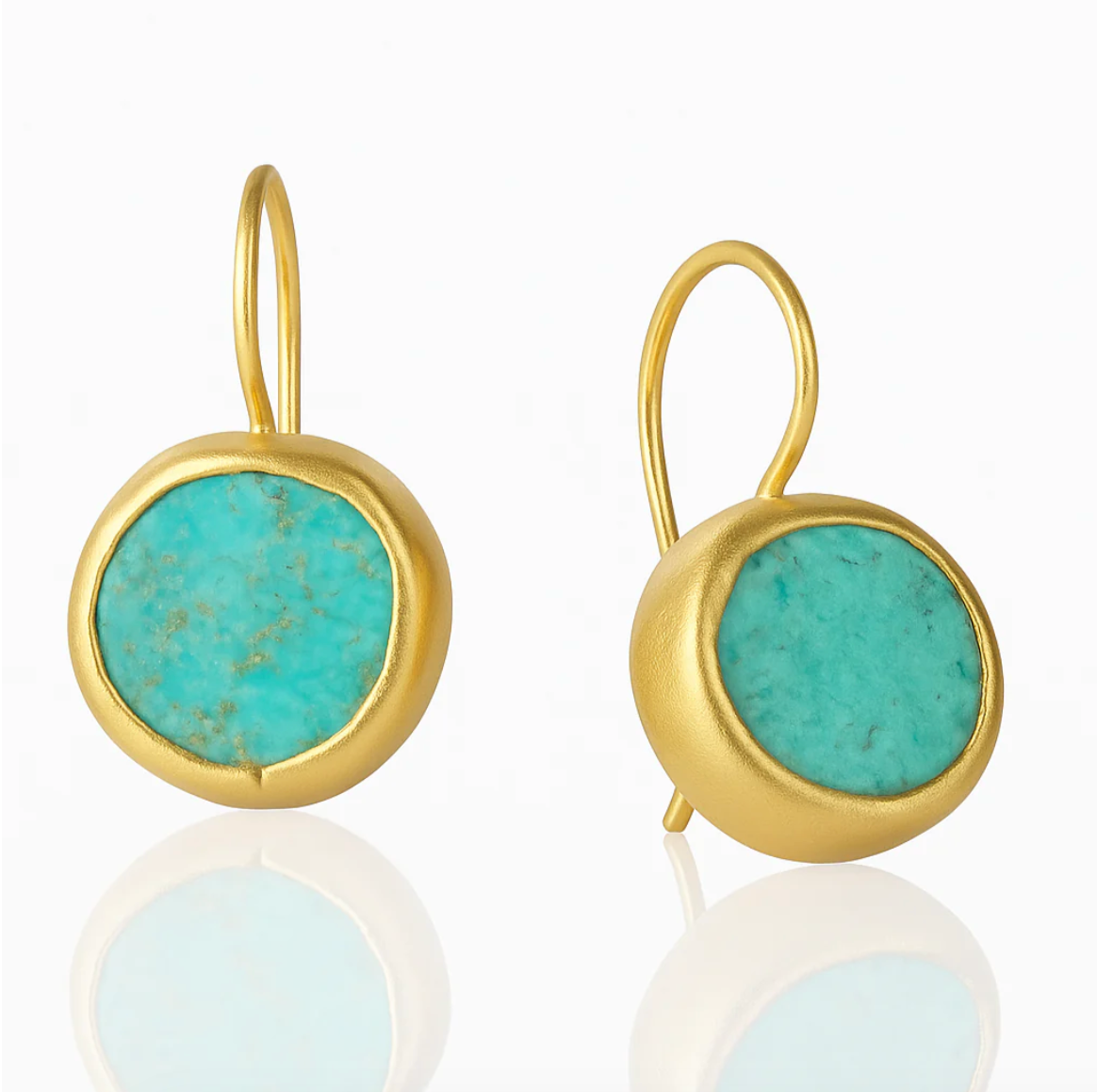 Blue Turquoise Drop Gold Earrings - Vossary