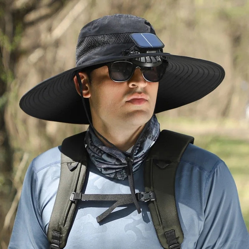 Cooling Outdoor Sun Hat with Rechargeable Fan - Luxicro