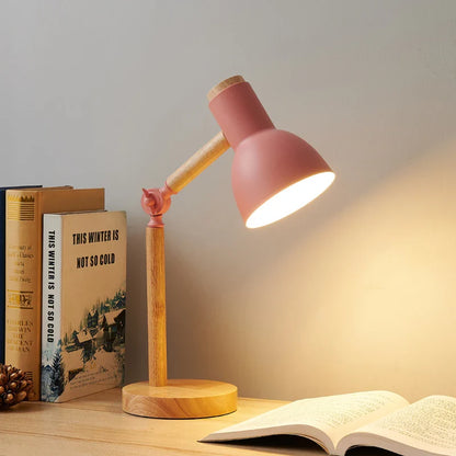 Compact Wooden Night Table Lamp