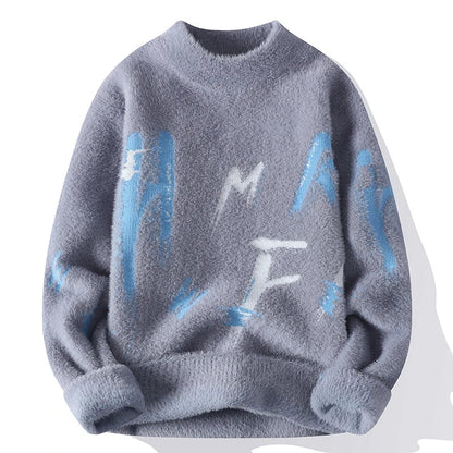 Relaxed Fit Crew Neck Graphic Sweater - EasyApparels