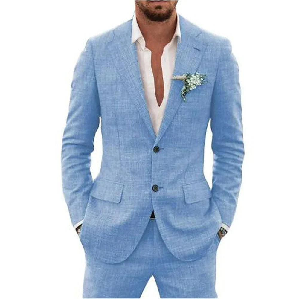 Slim Fit Linen Suit for Men
