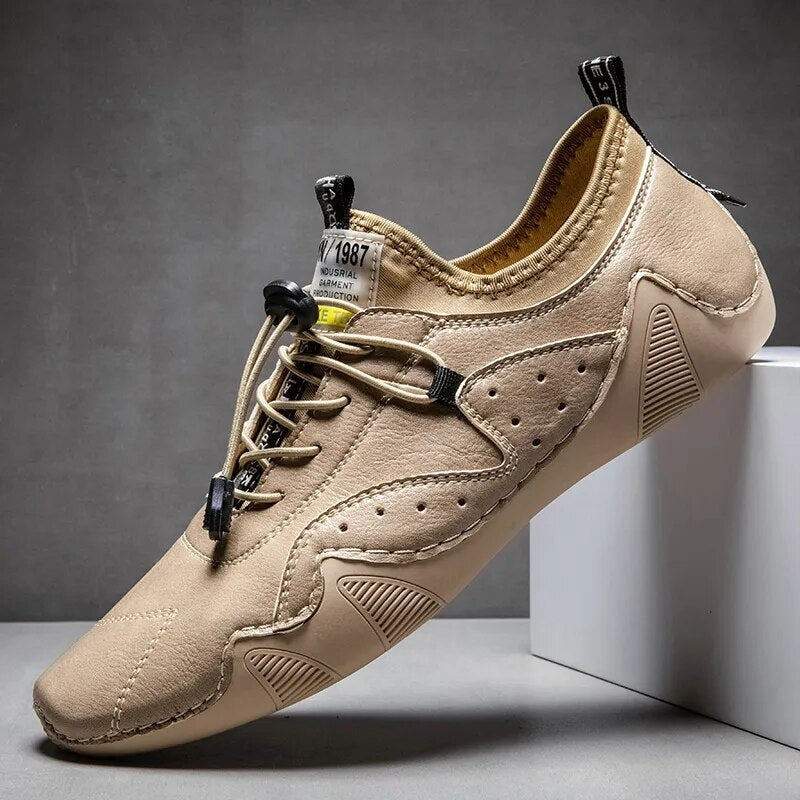 Breathable Elastic Lace Casual Men's Driving Shoes