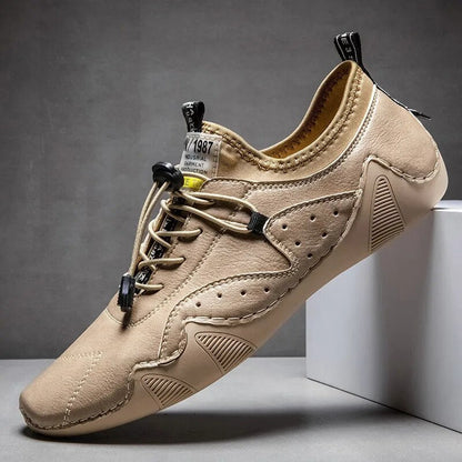 Breathable Elastic Lace Casual Men's Driving Shoes