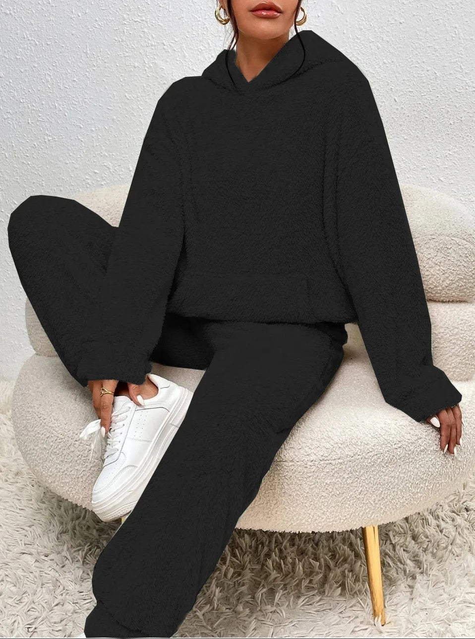 Soft Plush Teddy Hooded Jumpsuit for Lounging Comfort