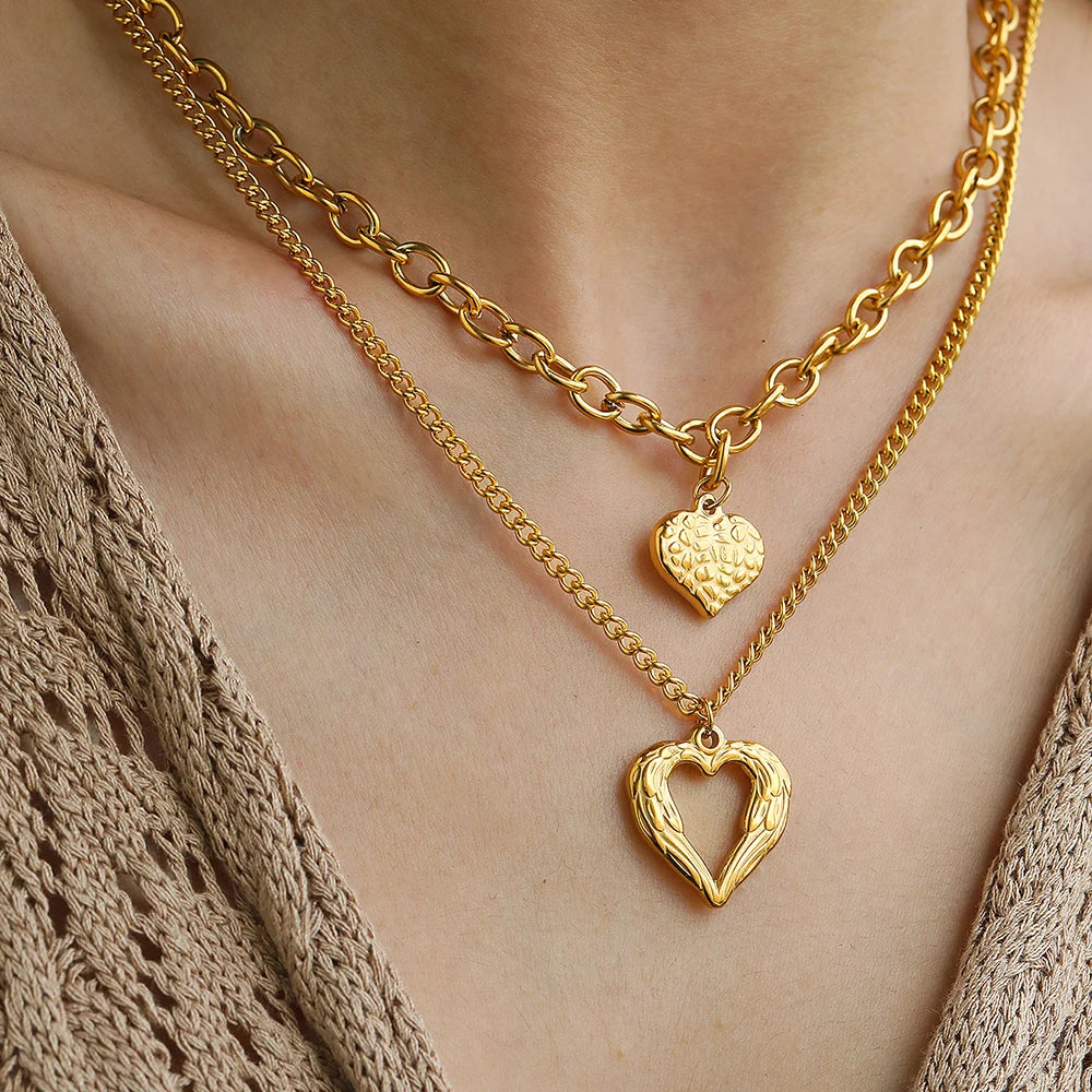 Lovely Angel Heart Pendant Set - EasyApparels