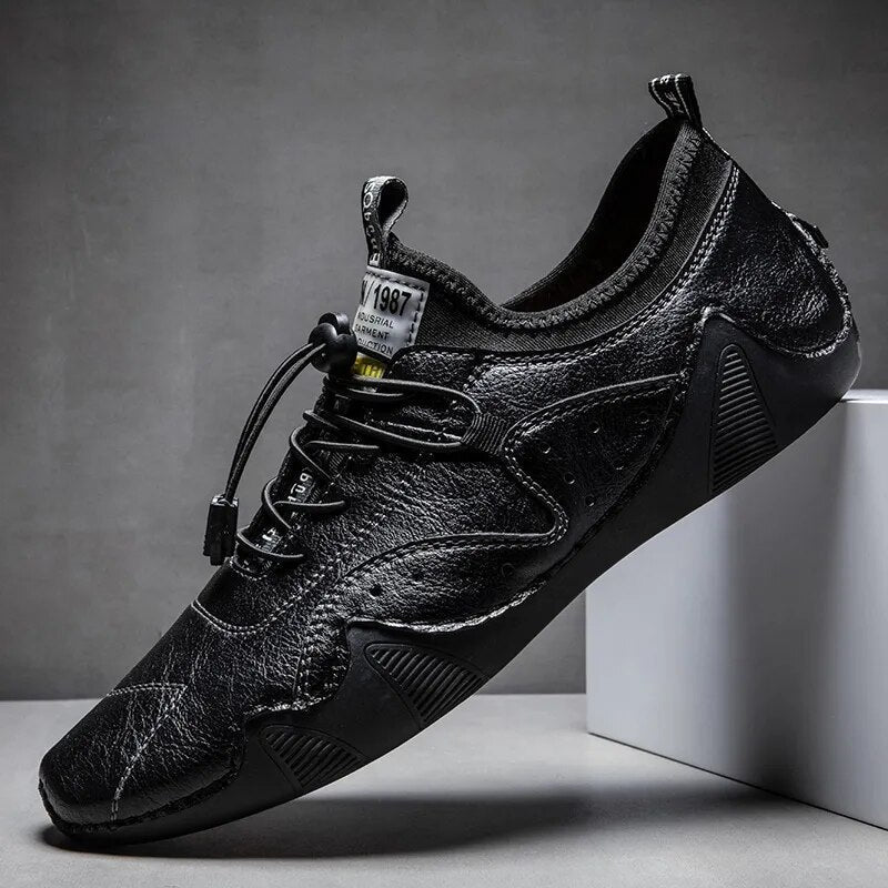 Breathable Elastic Lace Casual Men's Driving Shoes