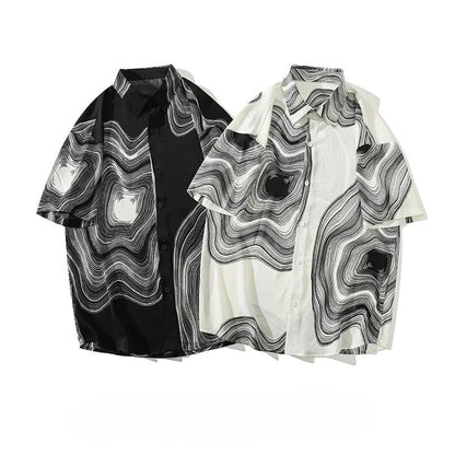 Black White Wave Tee