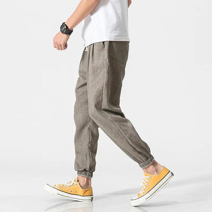 Relaxed Fit Men's Linen Drawstring Pants - Luxicro