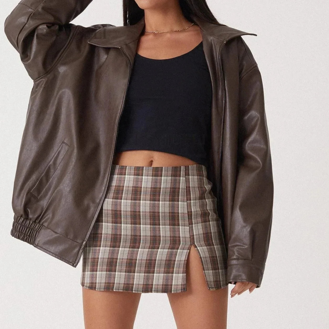 Large Faux Leather Biker Jacket