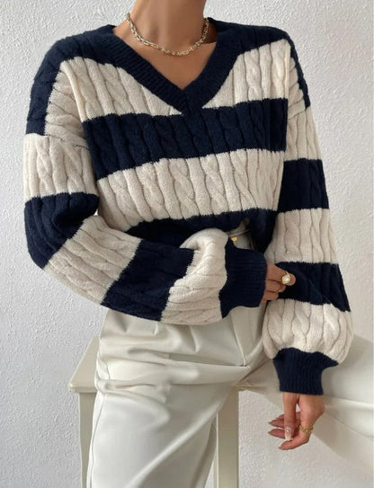 Purple Crew Neck Knit Sweater