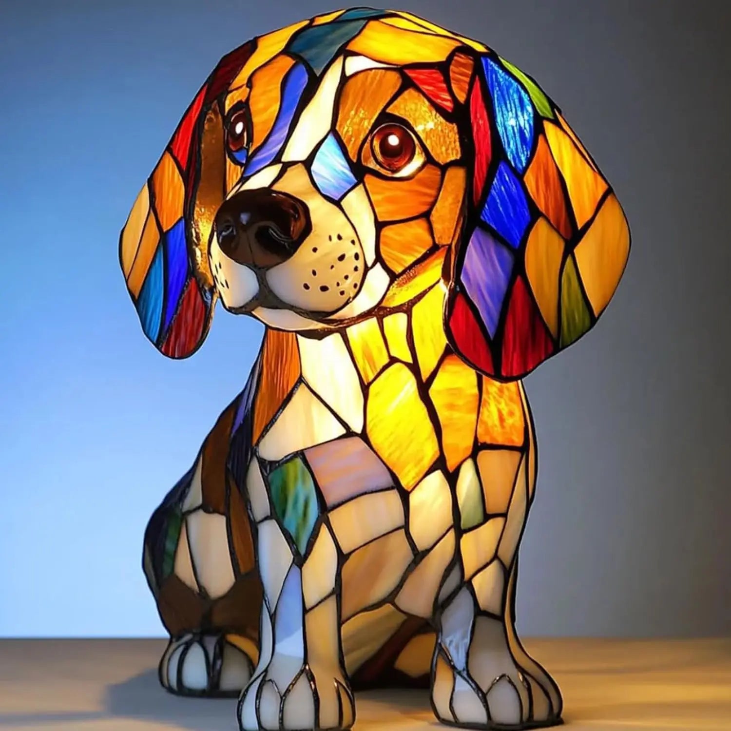Art Nouveau Stained Glass Cat Table Lamp