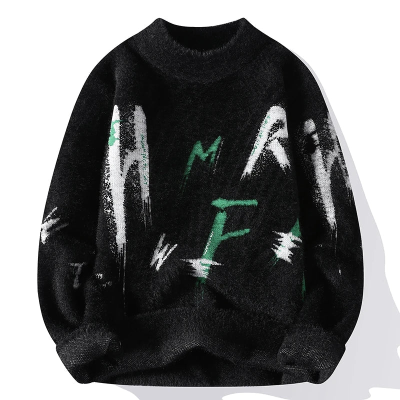 Relaxed Fit Crew Neck Graphic Sweater