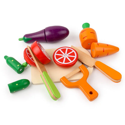Kid's Wooden Play Kitchen Food Set with Play Fruits