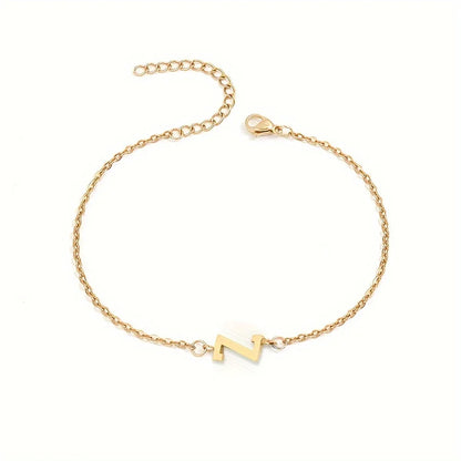 Simple Alphabet Bead Bangle Delicate Chain Necklace
