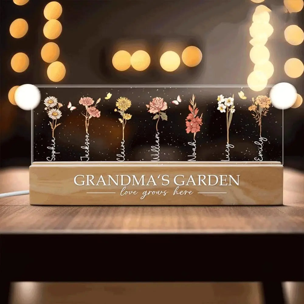 Customizable LED Garden Lamp, Birth Flower Night Light - Luxicro