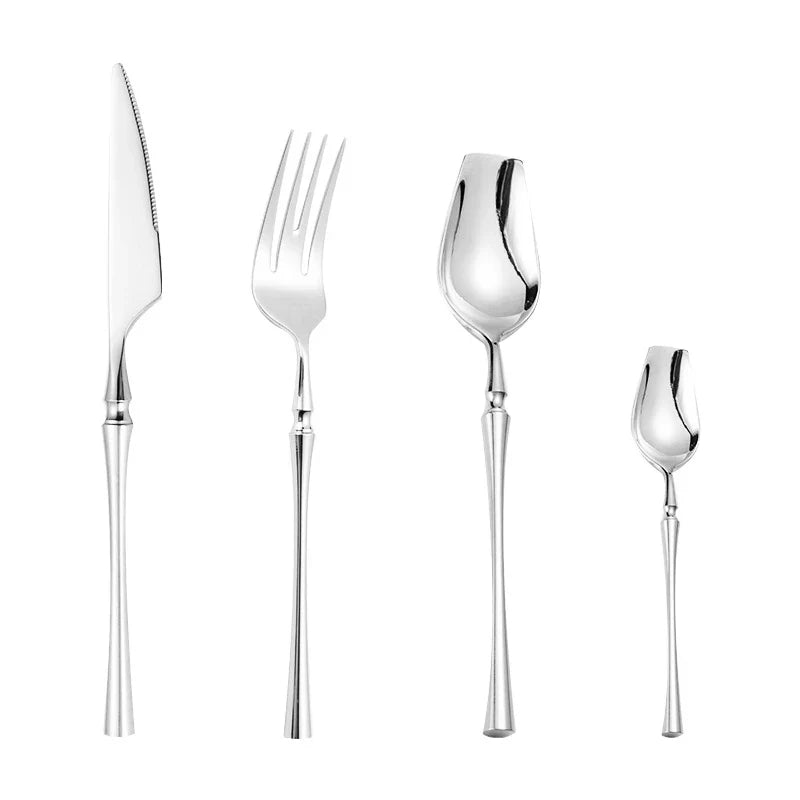 Premium Silver Cutlery Set - Modern Dinner Tableware