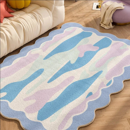 Soft Checkered Border Rug for Kids Room