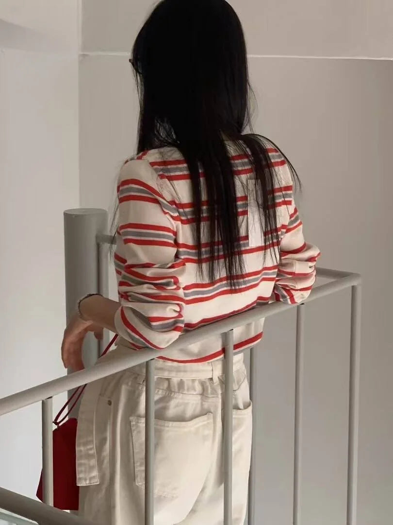 Colorful Stripe Knit Sweater Cardigan