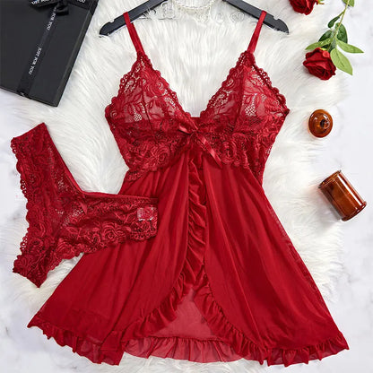 Ladies Soft Lace Nightgown Set