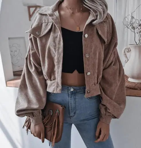 Rugged Corduroy Short Denim Jacket